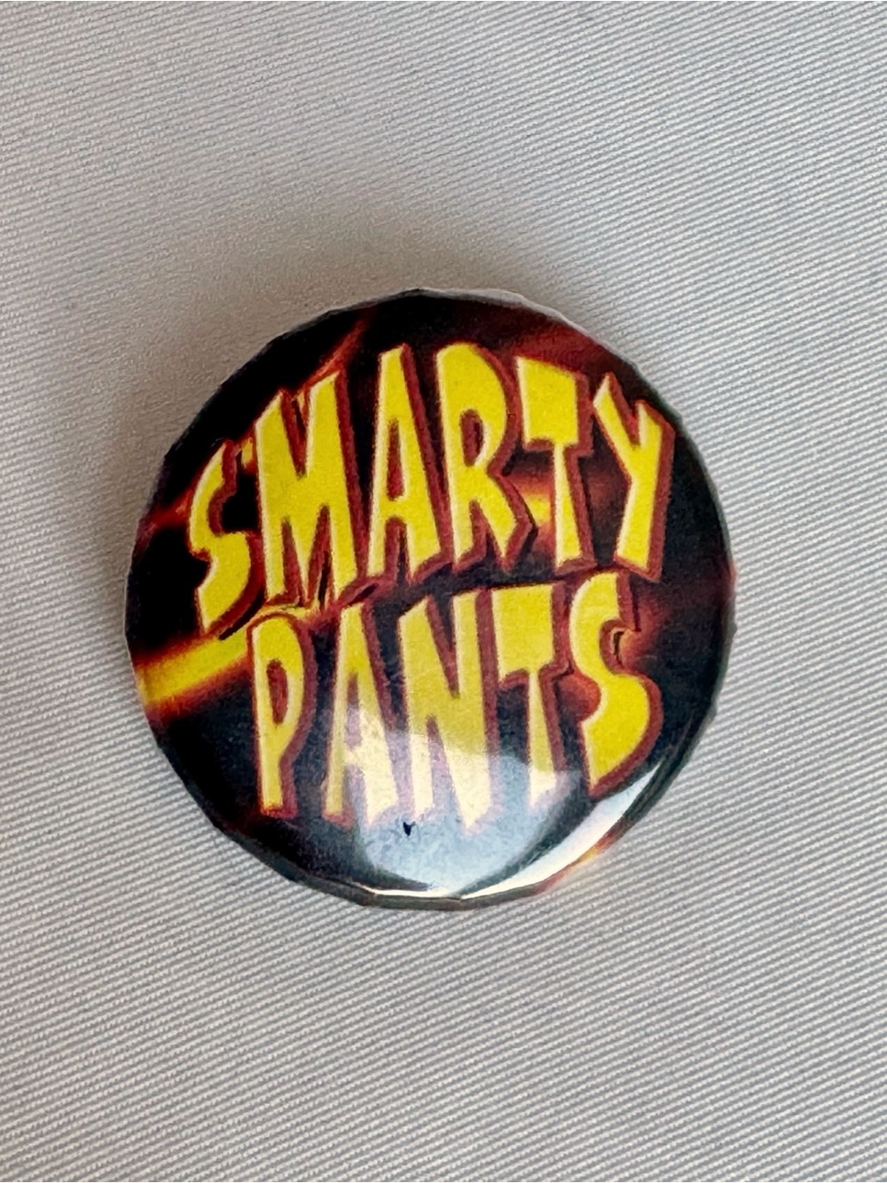 Smarty Pants Button Pin Yellow Typography Y2K Twee Craftsy DIY Girlhoodcore